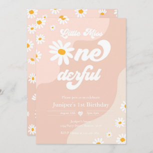 Invitación Pequeña Miss ONE maravilloso cumpleaños Boho Daisy