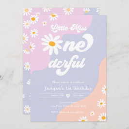 Invitación Pequeña Miss ONE maravilloso cumpleaños Boho Daisy