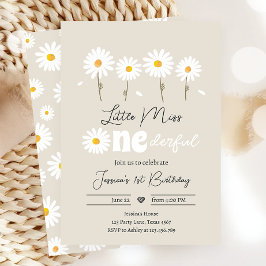 Invitación Pequeña Miss Onebeauy Creme Cumpleaños