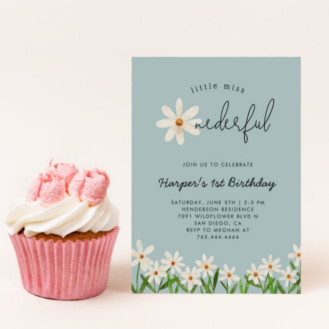 Invitación Pequeña Miss ONEMaravillosa Daisy Primer Cumpleaño (Subido por el creador)