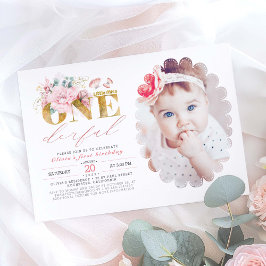 Invitación Pequeña Miss ONEMaravillosa Oro Primera Fotos de c
