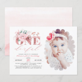 Invitación Pequeña Miss OneMaravillosa Rosa Oro Primer cumple