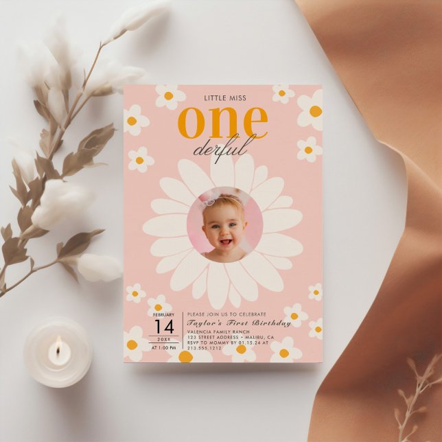Invitación Pequeña Miss Onemaravilloso | Flower Photo 1º cump (Subido por el creador)