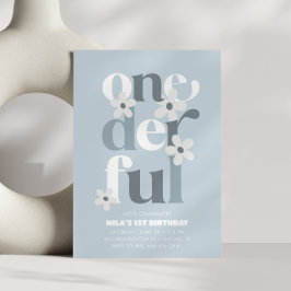 Invitación Pequeña Miss Onemaravilloso Groovy Daisy Primer cu