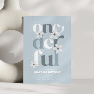 Invitación Pequeña Miss Onemaravilloso Groovy Daisy Primer cu