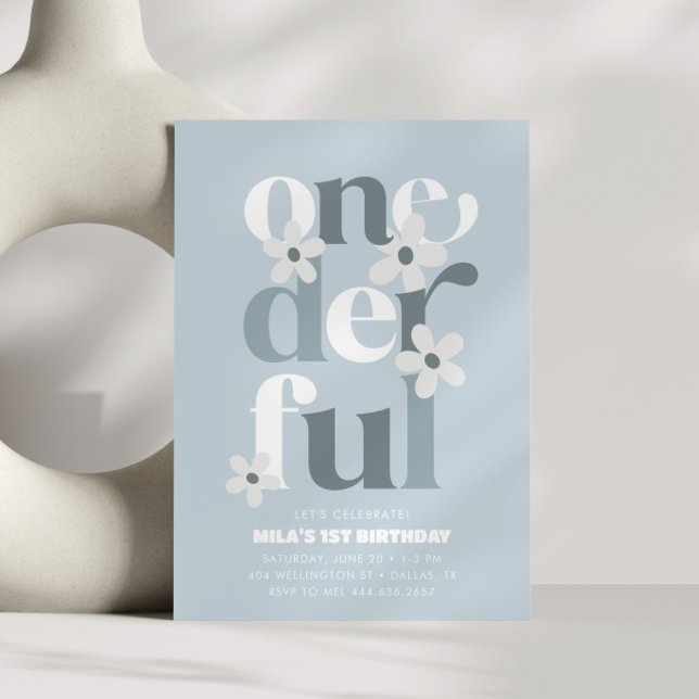 Invitación Pequeña Miss Onemaravilloso Groovy Daisy Primer cu (Subido por el creador)