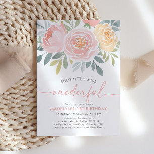 Invitación Pequeña Miss Orgullo Maravilloso Primer Cumpleaños