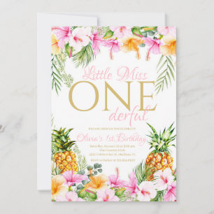 Invitación Pequeña Miss Tropical Floral Maravillosa Cumpleaño