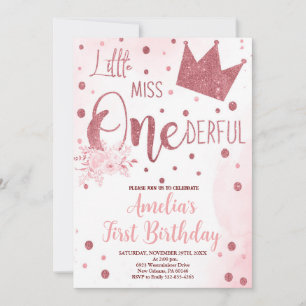 Invitación Pequeña Miss Un Maravilloso Cumpleaños, Primer Cum