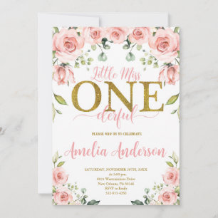 Invitación Pequeña Miss Un Maravilloso Cumpleaños, Primer Cum