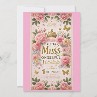 Invitación "Pequeña Miss Un Maravilloso Cumpleaños Soirée" 🎀