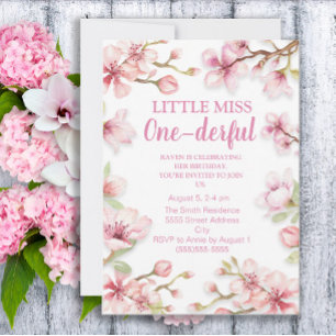Invitación Pequeña Miss Un Maravilloso Primer Cumpleaños Flor