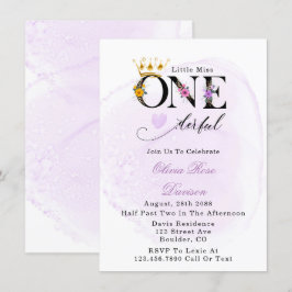 Invitación Pequeña Miss Un Maravilloso Purple Primer Fiesta d