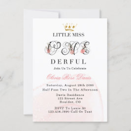 Invitación Pequeña Miss Un Maravilloso Rosa Primer Cumpleaños