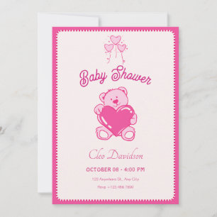 Invitación Pequeña muñeca linda, corazón, bebé