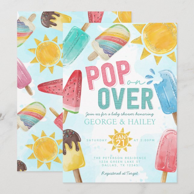 Invitación Pequeña música pop de verano en Baby Shower (Anverso / Reverso)