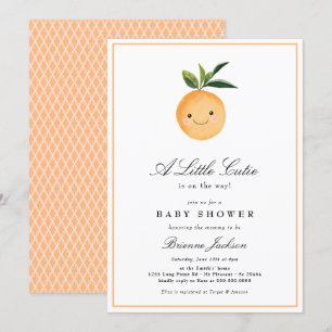 Invitación Pequeña Naranja de clementina moderna de Baby Show