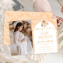 Invitación Pequeña Naranja de la Moda Cuta foto de Baby Showe