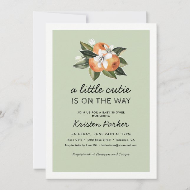 Invitación Pequeña naranja Está En Camino De Baby Shower Invi (Anverso)