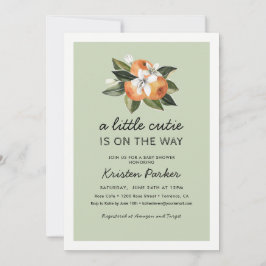 Invitación Pequeña naranja Está En Camino De Baby Shower Invi