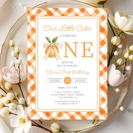 Invitación Pequeña Naranja Monada Cítrica Cumple 1 año