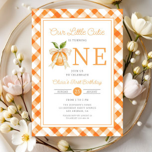Invitación Pequeña Naranja Monada Cítrica Cumple 1 año