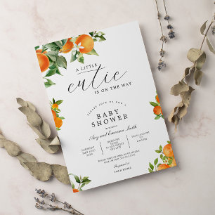 Invitación Pequeña Naranja Monada Cítrico Cumpleaños 1