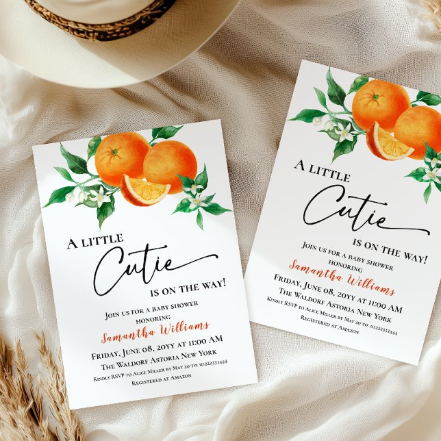 Invitación Pequeña Naranja Monada Neutral Bebé Citrus Shower (Subido por el creador)