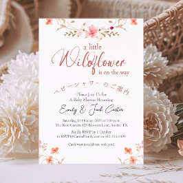 Invitación Pequeña niña de flores silvestres ducha color agua