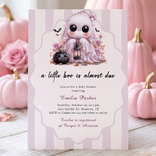 Invitación Pequeña Niña Fantasma Rosa Halloween Baby Shower