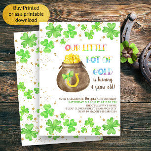 Invitación Pequeña olla de oro Lucky Shamrock Kids Cumpleaños