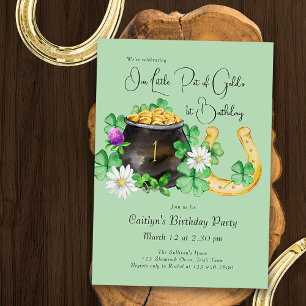 Invitación Pequeña olla del partido irlandés Shamrock de oro