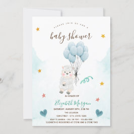 Invitación Pequeña oveja de cordero azul Baby Shower
