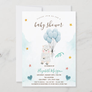 Invitación Pequeña oveja de cordero azul Baby Shower