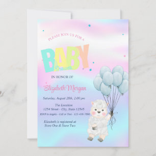 Invitación Pequeña oveja de cordero Holográfica Baby Shower