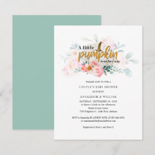 Invitación Pequeña Pareja de Caída de Calabaza Baby Shower Fl