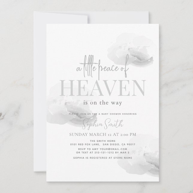 Invitación Pequeña paz del cielo en la nube de Baby Shower (Anverso)