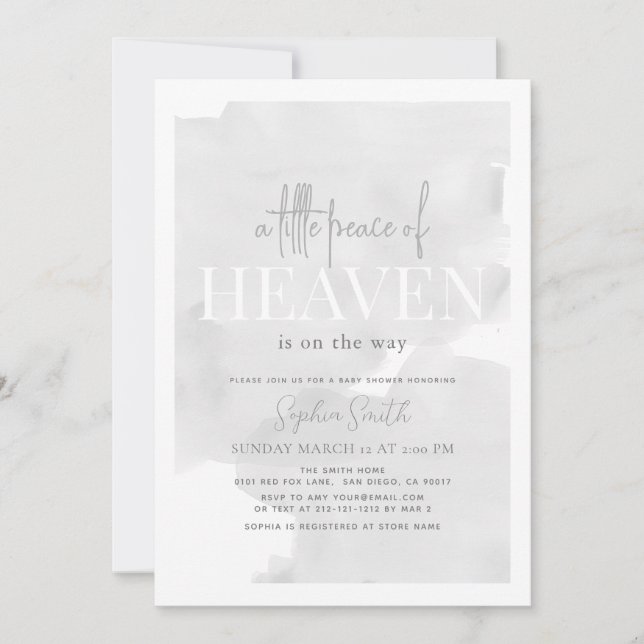 Invitación Pequeña paz del cielo gris Baby Shower (Anverso)