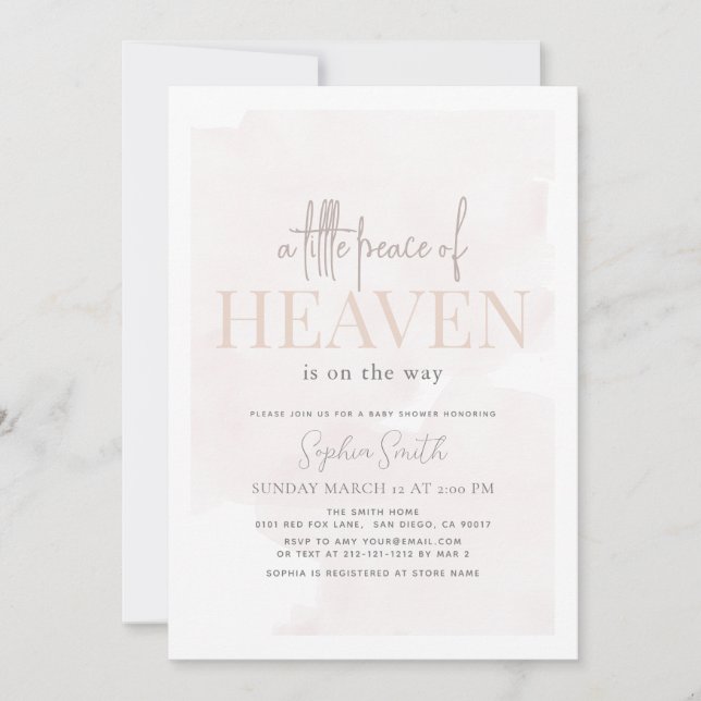 Invitación Pequeña paz del cielo rosado Chica Sky Baby Shower (Anverso)