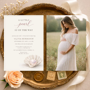 Invitación Pequeña Perla en Camino Foto Baby Shower