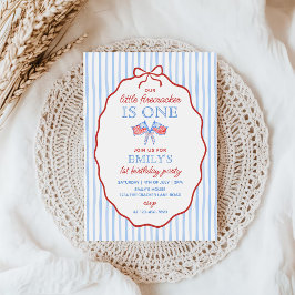Invitación Pequeña Petarda Cumpleaños 4 de Julio 1er Cumpleañ