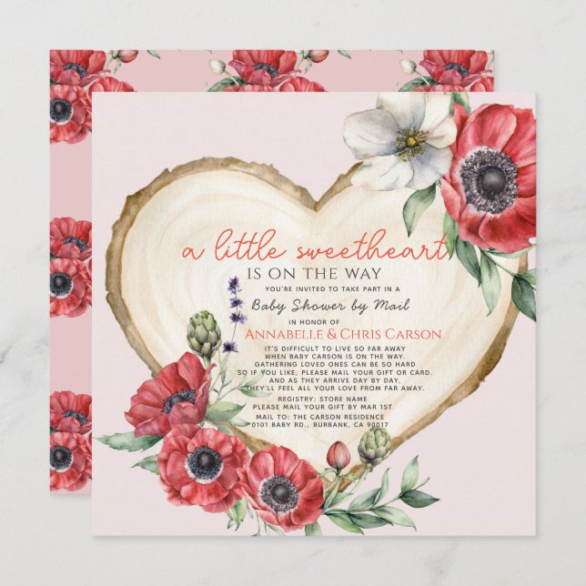 Invitación Pequeña pieza de madera de amor Baby Shower por co (Anverso / Reverso)