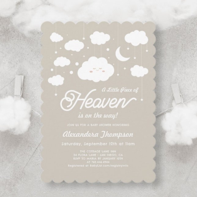 Invitación Pequeña pieza del cielo enviada a Baby Shower (Subido por el creador)
