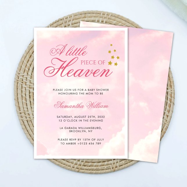 Invitación Pequeña pieza del cielo rosa cielo azul Baby Showe (Subido por el creador)