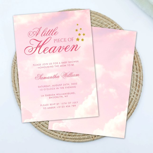Invitación Pequeña pieza del cielo rosa cielo azul Baby Showe (Subido por el creador)