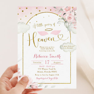 Invitación Pequeña pieza del Heaven Gold Baby Shower