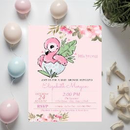 Invitación Pequeña Princesa, Baby Flamingo Floral Baby Shower