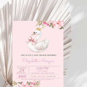 Invitación Pequeña Princesa, Baby Shower Arco de Cisne