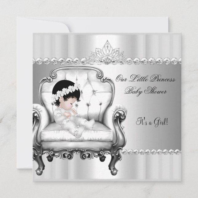 Invitación Pequeña Princesa Baby Shower Chica bebé en la sill (Anverso)