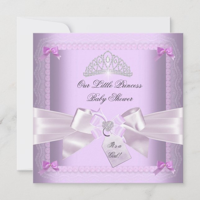 Invitación Pequeña Princesa Baby Shower Chica Lavender (Anverso)